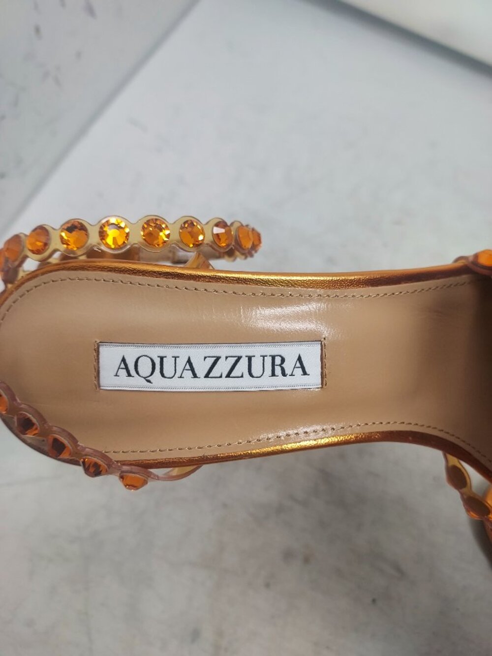 Aquazzura Tequila Crystal Jewel Orange Heel Sandal - Picture 5 of 11